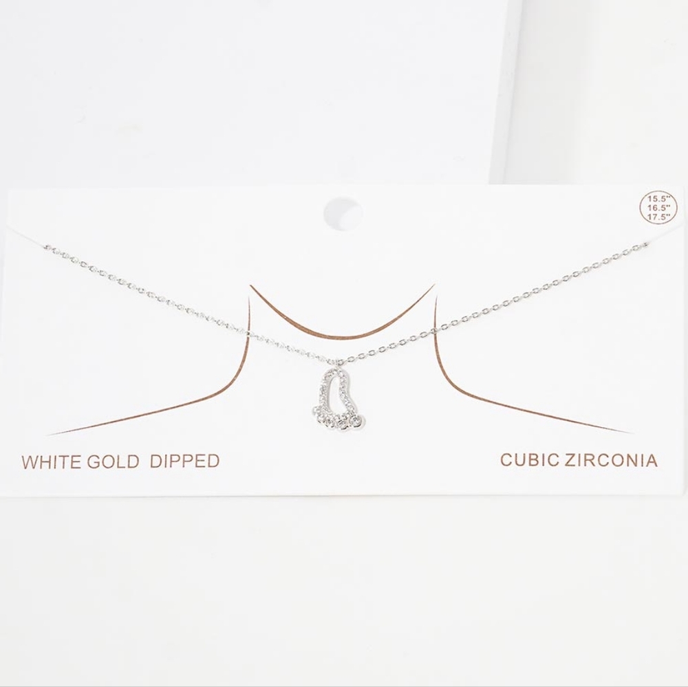 Silver FootPrint Pendant Necklace Charm Chain Statement Accessories White Gold